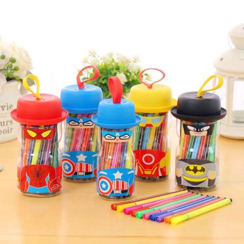 12/18/24 colors /set cute water color pen set super hero Brush Marker Highlighter For Kids Stationery Art Markers School